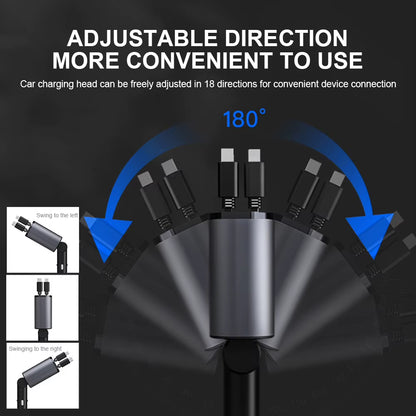 4 IN 1 100w Retractable Car Charger